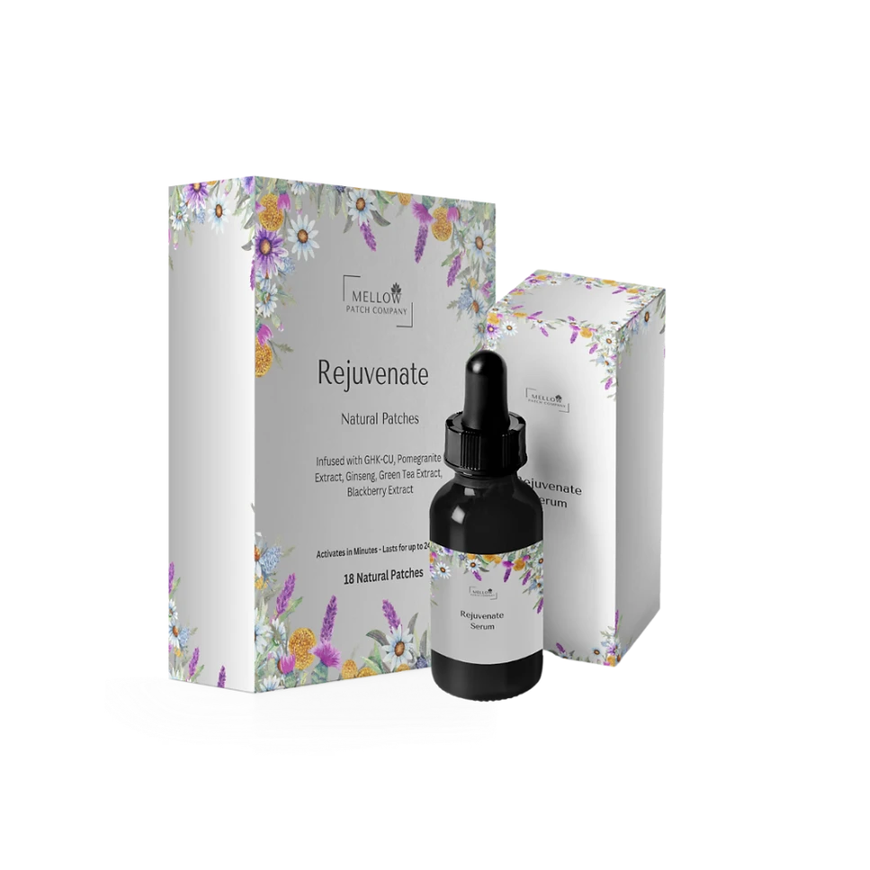 Rejuvenate Duo – patch & serum for skin hydration & radiance
Daily skin support bundle – Mellow Rejuvenate Duo
Rejuvenate Patch & Serum bundle – glowing skin support